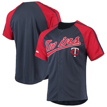 mens stitches navy minnesota twins button down raglan replic